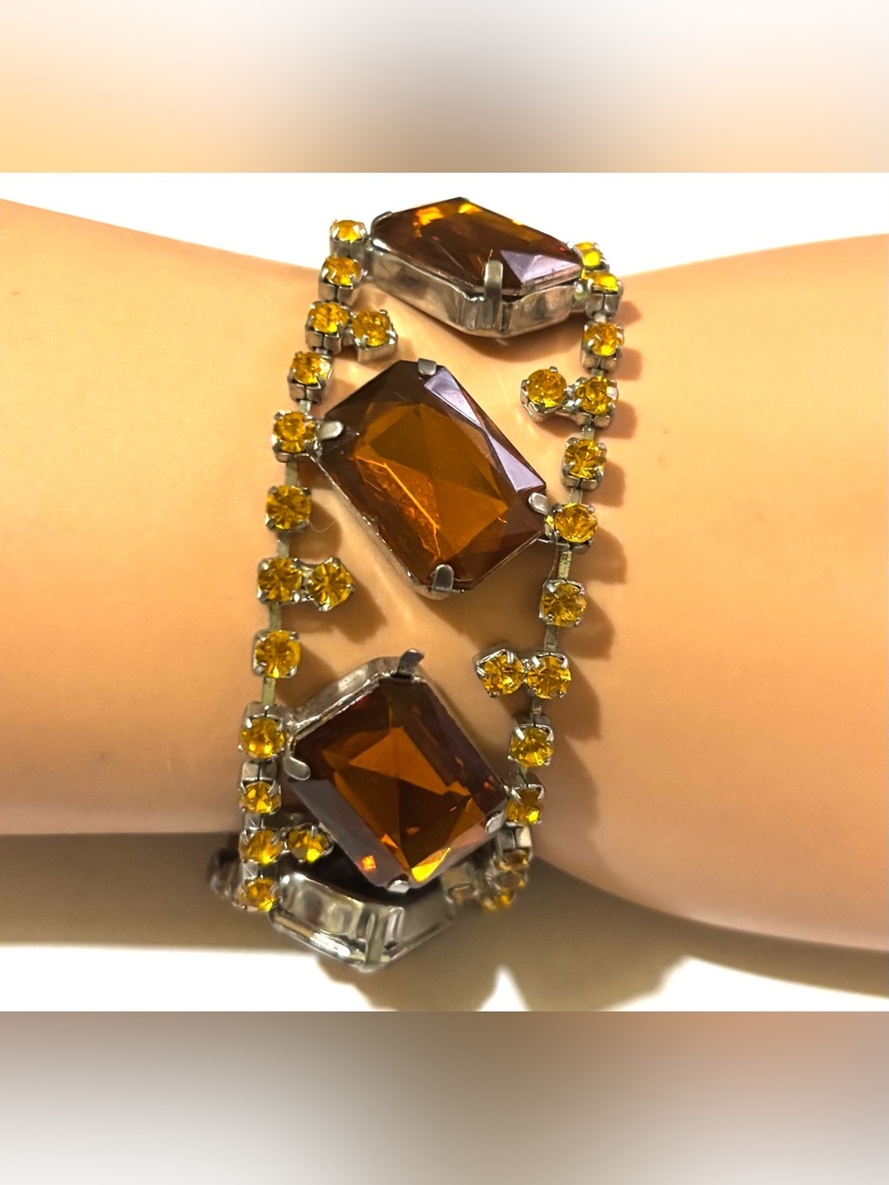 Fashion Jewelry plastic  Amber and Yellow Crystal Bracelet
